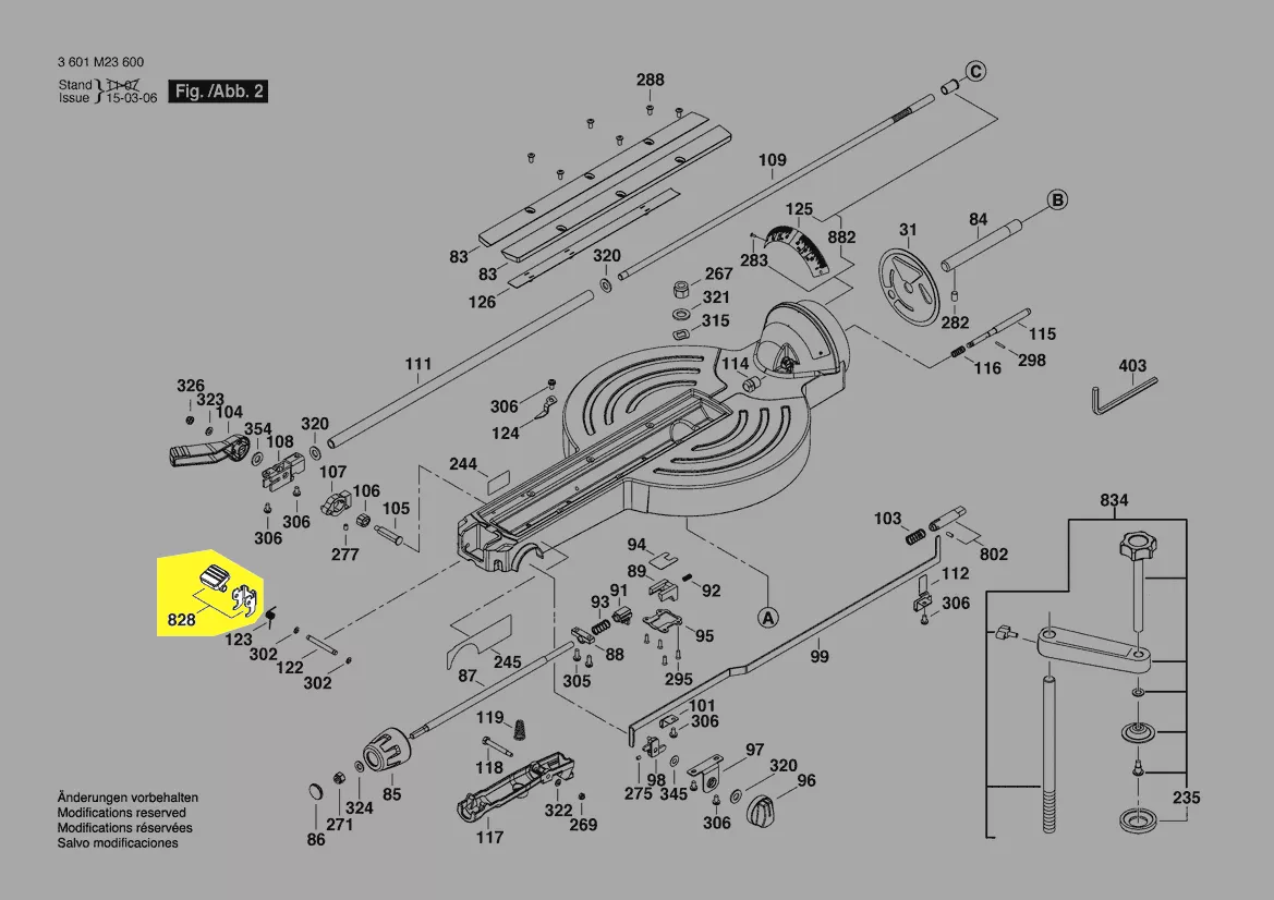 poussoir verrouillage table réf. 1 609 B02 593 Bosch
